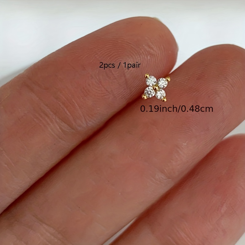 Delicate Flower Stud Earrings with Zirconia Inlay for Women
